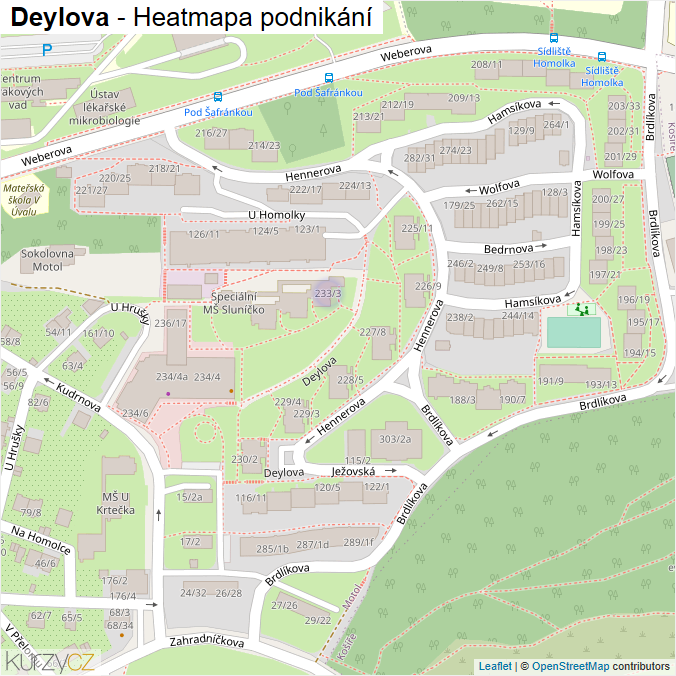 Mapa Deylova - Firmy v ulici.