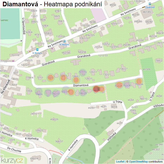 Mapa Diamantová - Firmy v ulici.