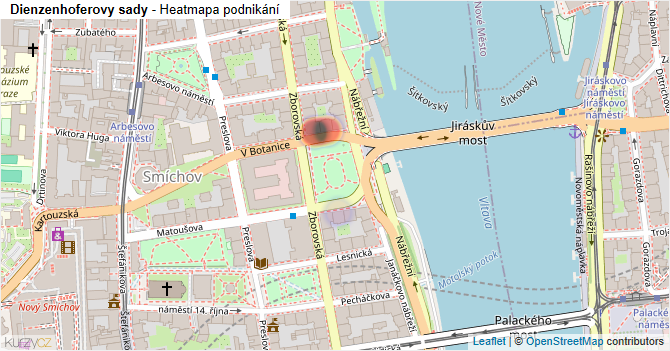 Dienzenhoferovy sady - mapa podnikání