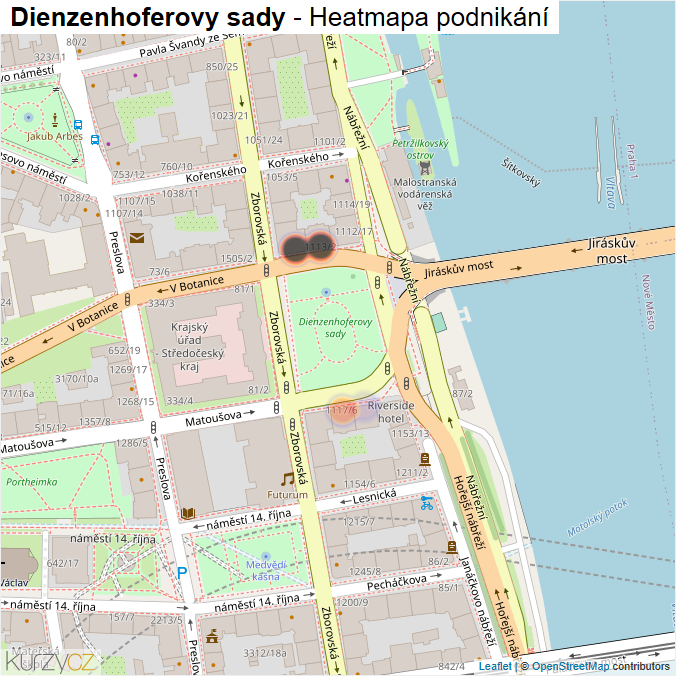 Mapa Dienzenhoferovy sady - Firmy v ulici.