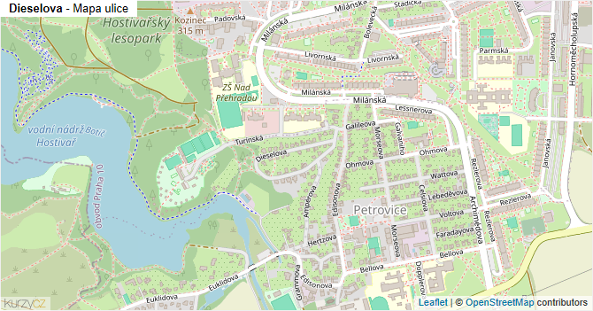 Dieselova - mapa ulice