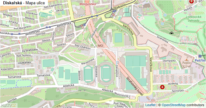 Diskařská - mapa ulice