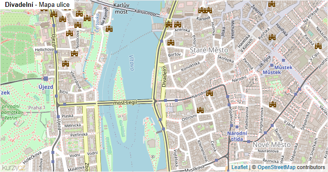 Divadelní - mapa ulice