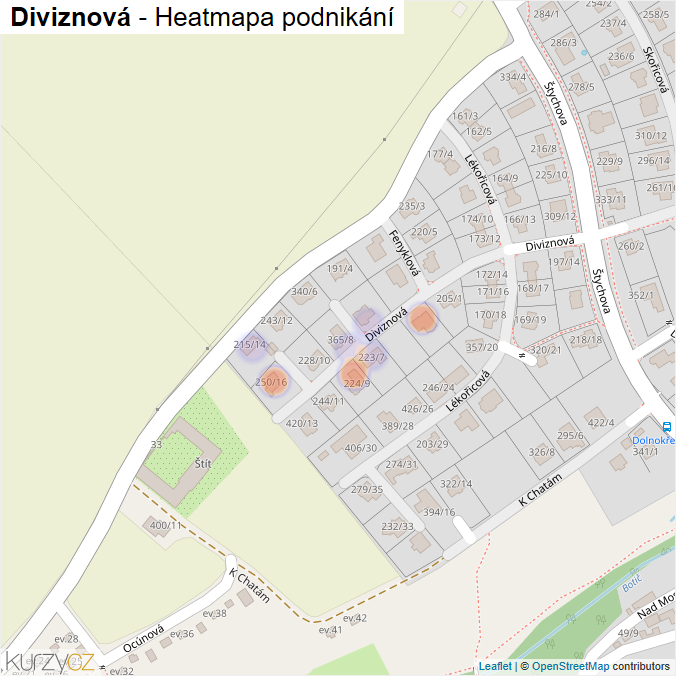 Mapa Diviznová - Firmy v ulici.