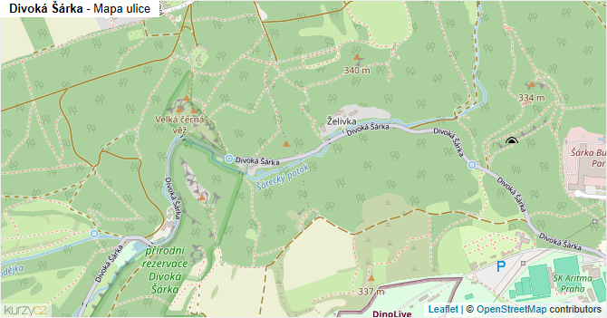 Divoká Šárka - mapa ulice