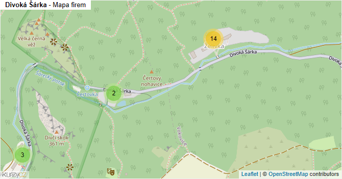 Divoká Šárka - mapa firem