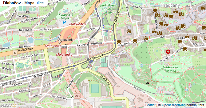 Dlabačov - mapa ulice