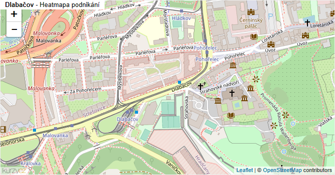 Dlabačov - mapa podnikání