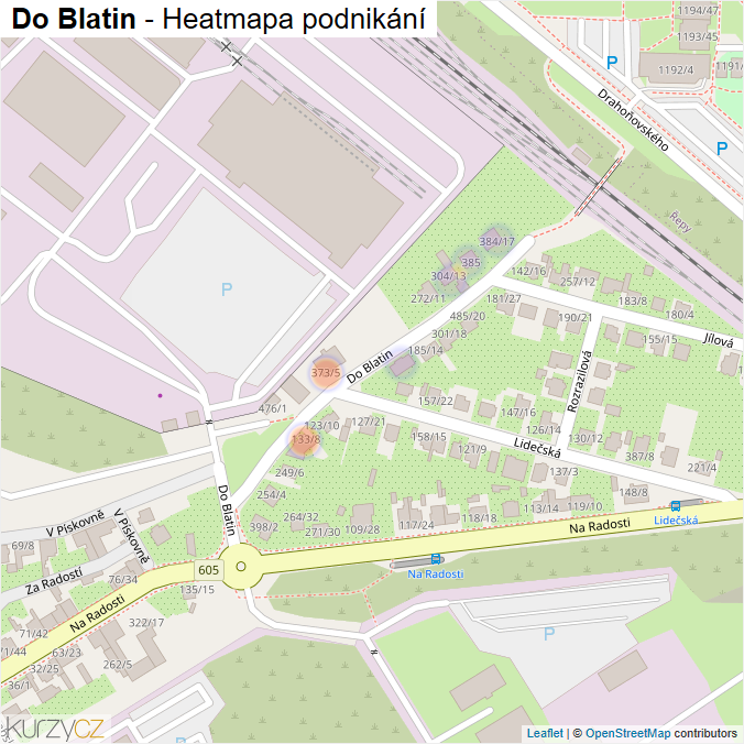 Mapa Do Blatin - Firmy v ulici.