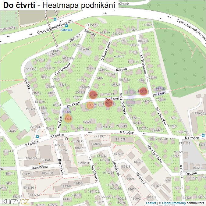 Mapa Do čtvrti - Firmy v ulici.