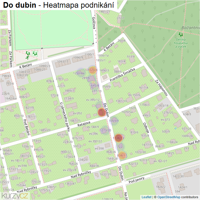 Mapa Do dubin - Firmy v ulici.