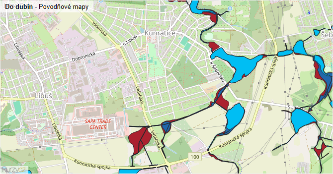 Do dubin - záplavové mapy stoleté vody
