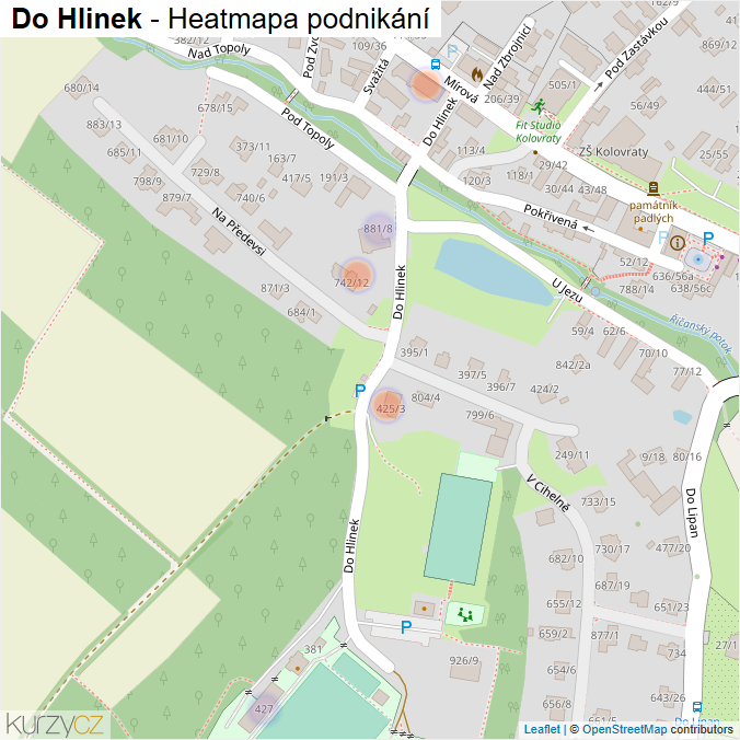 Mapa Do Hlinek - Firmy v ulici.