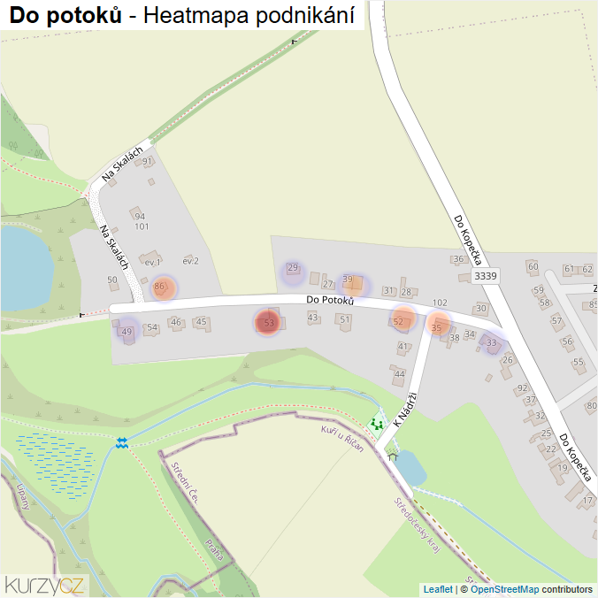 Mapa Do potoků - Firmy v ulici.