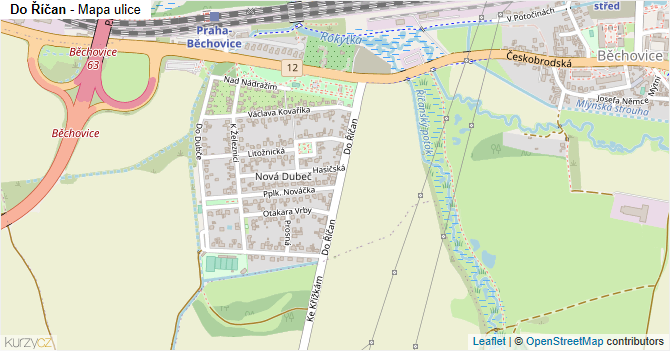 Do Říčan - mapa ulice