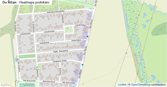 Do Říčan - mapa podnikání