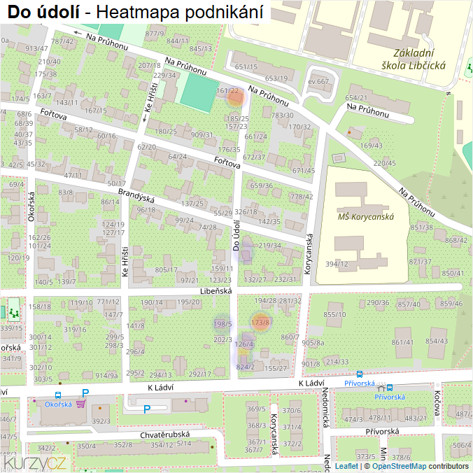 Mapa Do údolí - Firmy v ulici.
