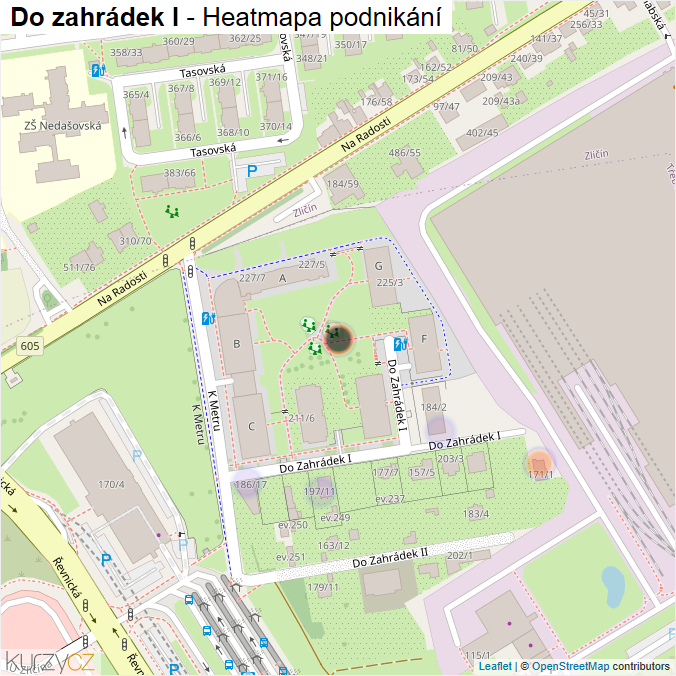Mapa Do zahrádek I - Firmy v ulici.
