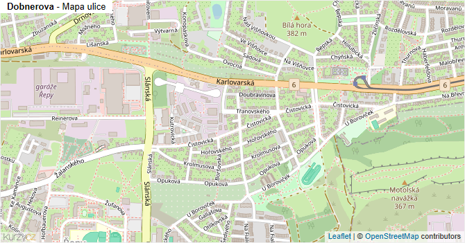 Dobnerova - mapa ulice