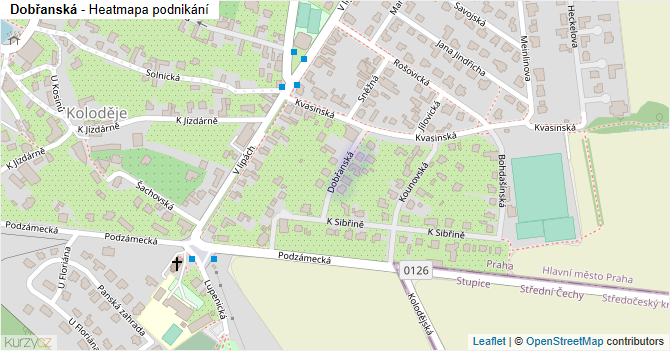 Dobřanská - mapa podnikání