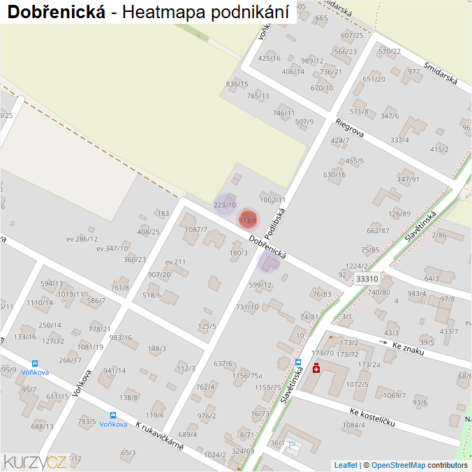 Mapa Dobřenická - Firmy v ulici.