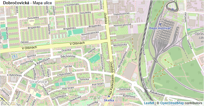 Dobročovická - mapa ulice