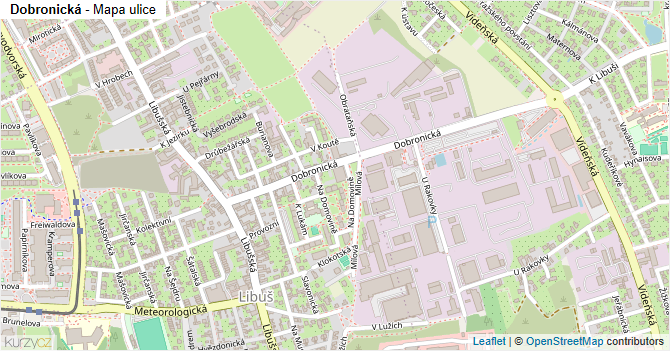 Dobronická - mapa ulice