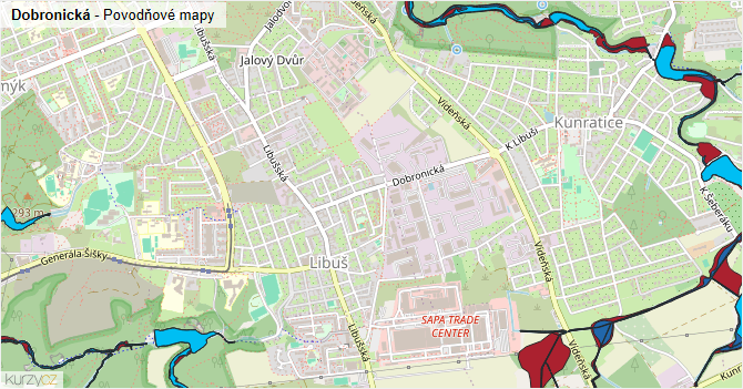 Dobronická - záplavové mapy stoleté vody