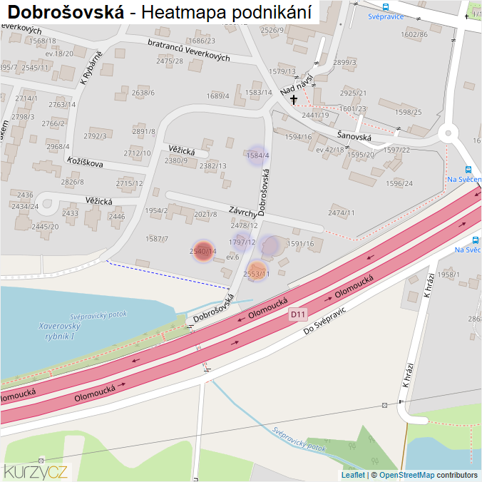 Mapa Dobrošovská - Firmy v ulici.