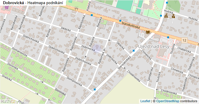 Dobrovická - mapa podnikání