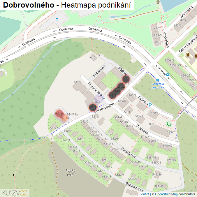 Mapa Dobrovolného - Firmy v ulici.