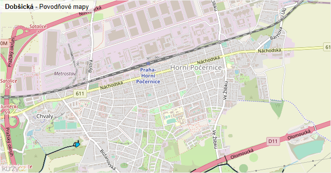 Dobšická - záplavové mapy stoleté vody