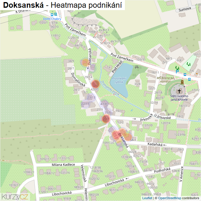 Mapa Doksanská - Firmy v ulici.