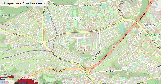 Dolejškova - záplavové mapy stoleté vody