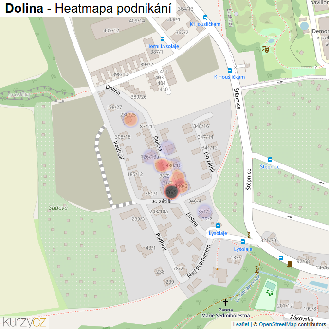 Mapa Dolina - Firmy v ulici.