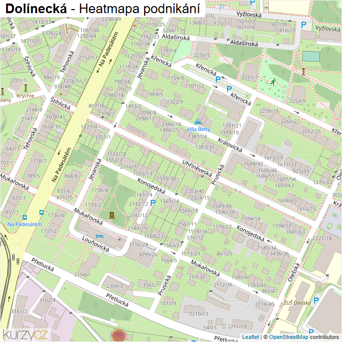 Mapa Dolínecká - Firmy v ulici.