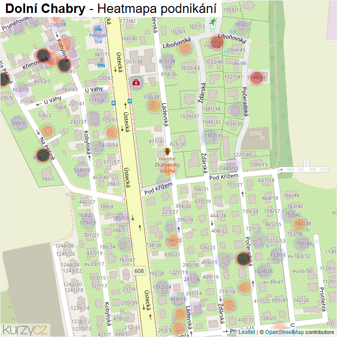 Mapa Dolní Chabry - Firmy v části obce.