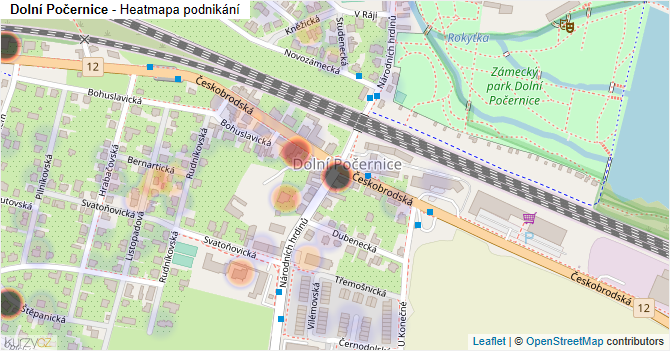 Dolní Počernice - mapa podnikání