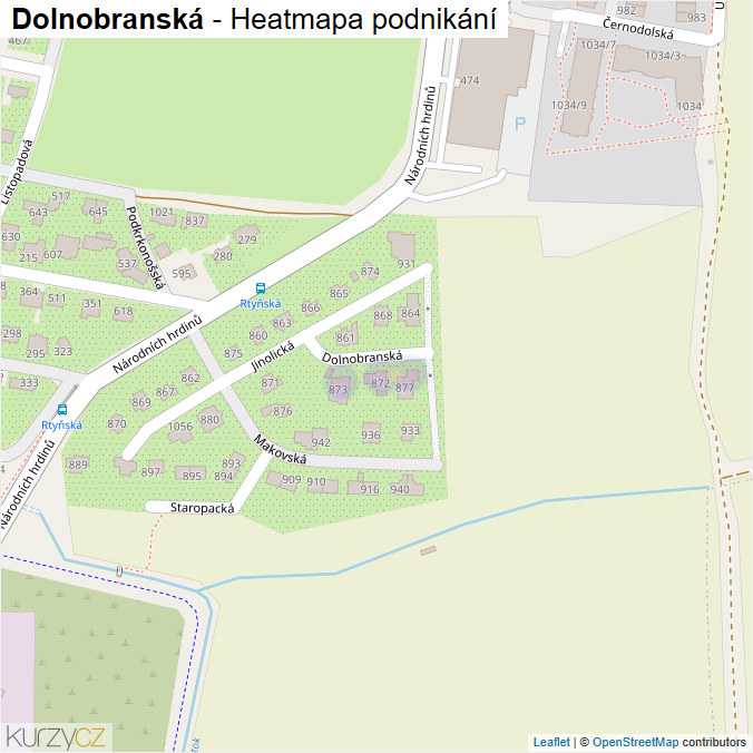 Mapa Dolnobranská - Firmy v ulici.