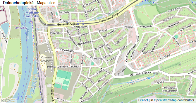 Dolnocholupická - mapa ulice