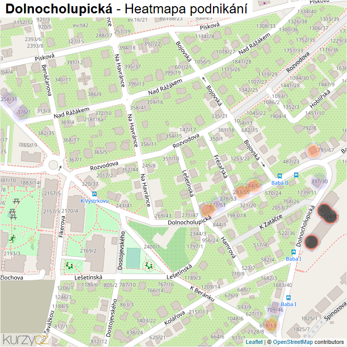 Mapa Dolnocholupická - Firmy v ulici.