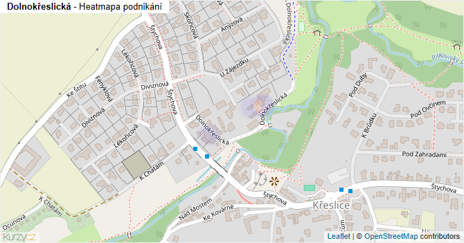 Dolnokřeslická - mapa podnikání