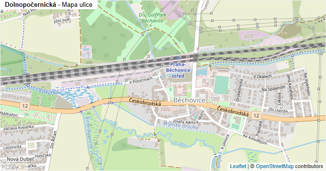Dolnopočernická - mapa ulice