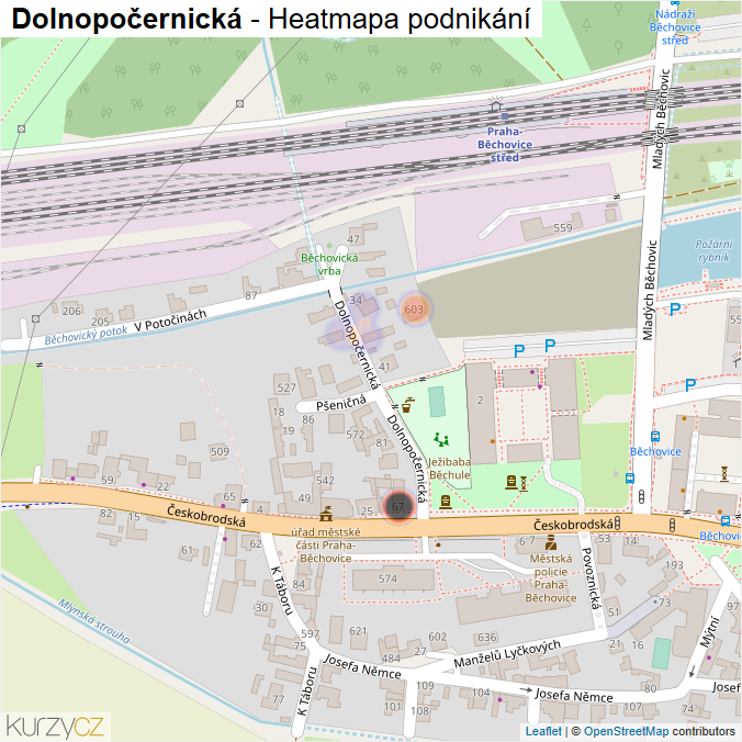 Mapa Dolnopočernická - Firmy v ulici.