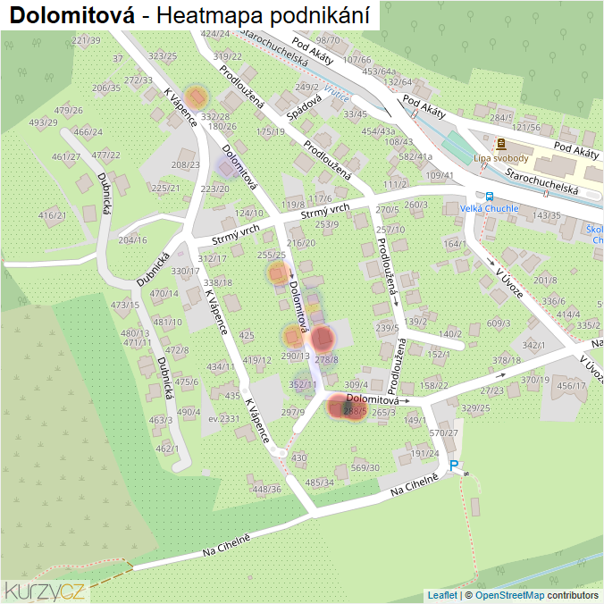 Mapa Dolomitová - Firmy v ulici.