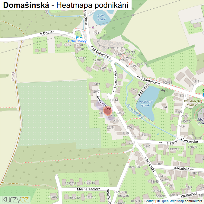 Mapa Domašínská - Firmy v ulici.