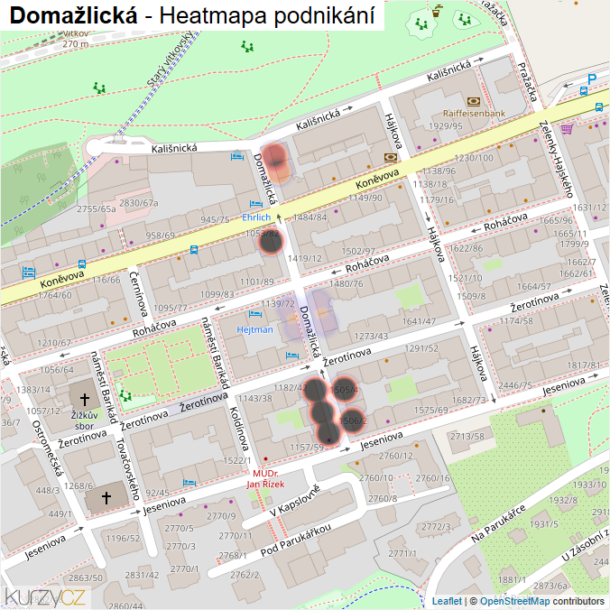 Mapa Domažlická - Firmy v ulici.