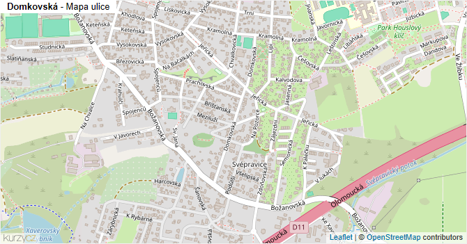 Domkovská - mapa ulice