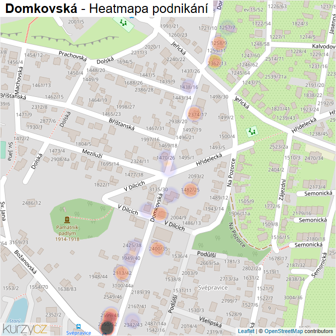 Mapa Domkovská - Firmy v ulici.