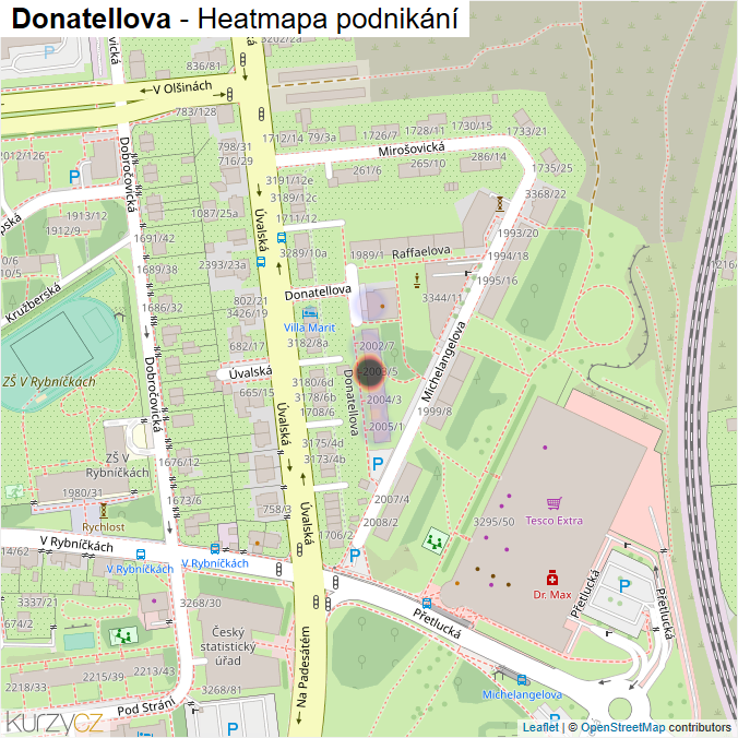 Mapa Donatellova - Firmy v ulici.